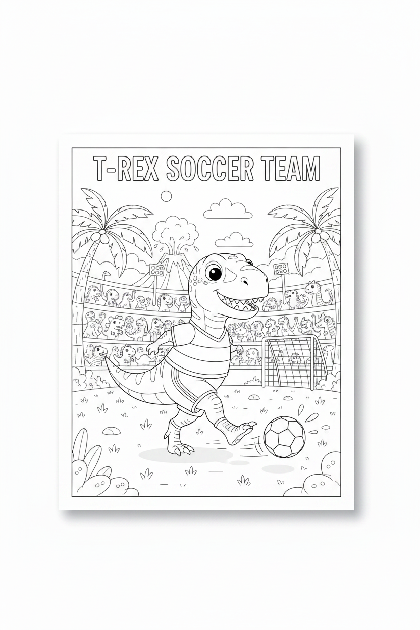 T-Rex Soccer Coloring Book